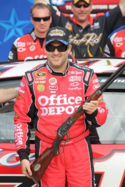 Tony Stewart wins the pole for the NASCAR Sprint Cup Series Samsung Mobile 500 at Texas Motor Speedway. Photo by George Walker.